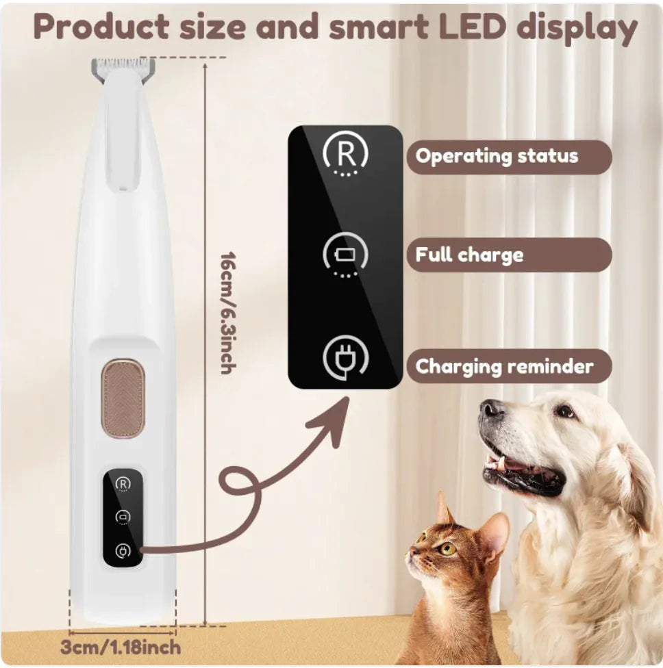 Waterproof pets Paw Trimmer with LED Light and Display